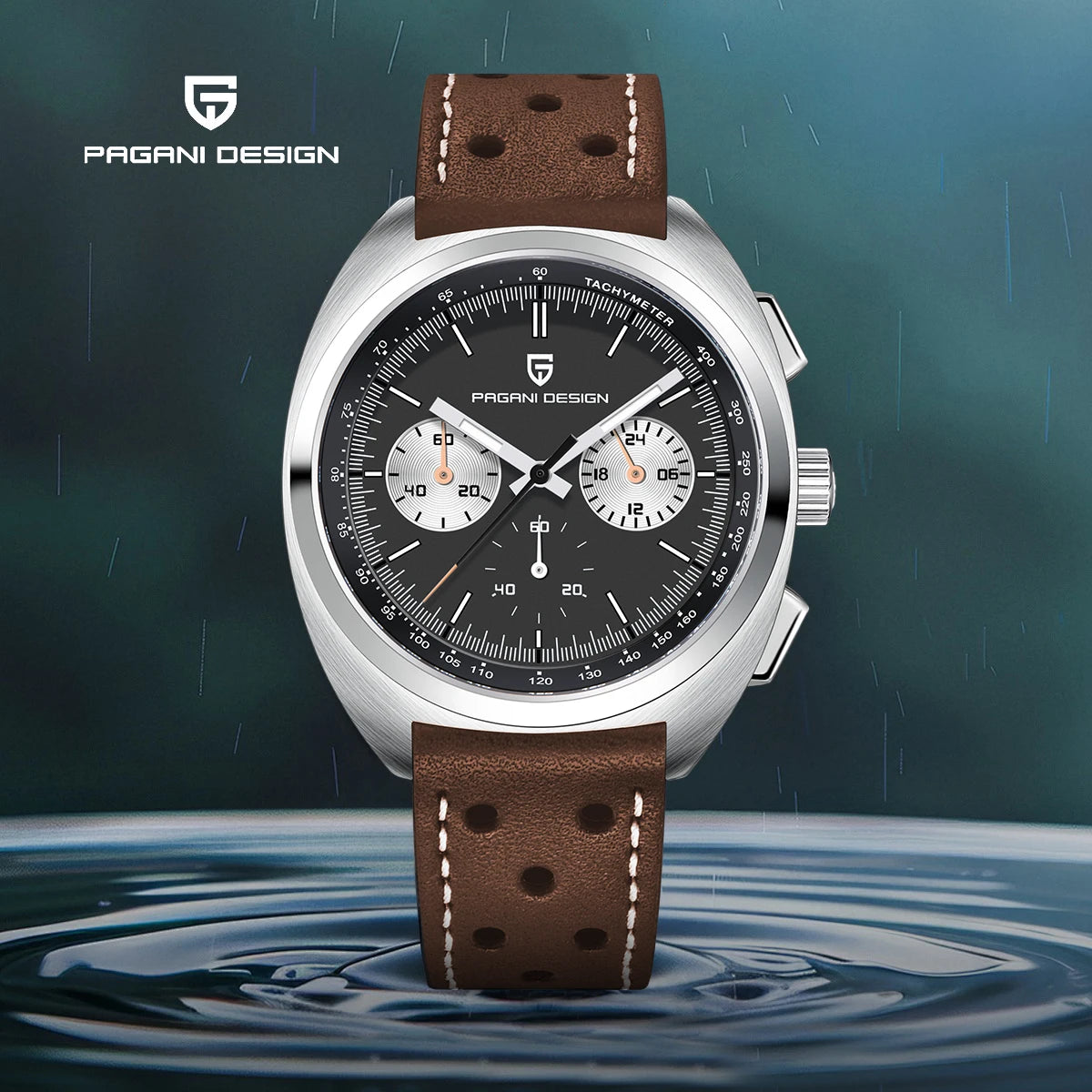PAGANI DESIGN 2026 Retro Luxury Men's Quartz Watches Sports Chronograph VK63 Watch For Men AR Sapphire Waterproof Leather Clock