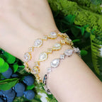 OXTAO 14K Gold Filled Wedding Bridal Bracelet for Brides Moissanite&Zirconia Classic Teardrop Tennis Bracelets D Color VVS1 for Women Girls Jewelry Gift with Certified