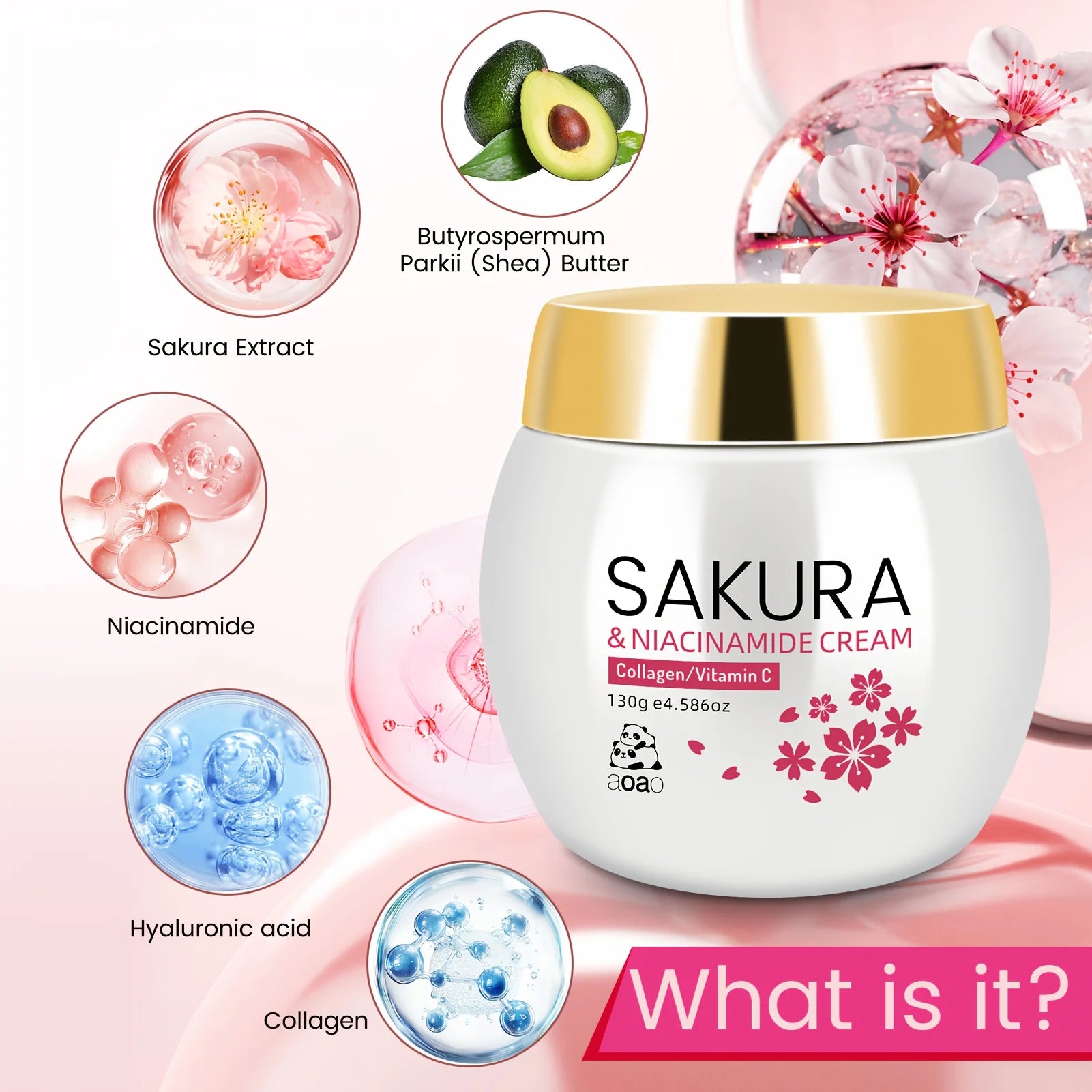 Sakura Face Cream | Infused With Collagen And Niacinamide To Deeply Nourish Dry Skin. Apply To Face And Neck For Complete Care. mbzr