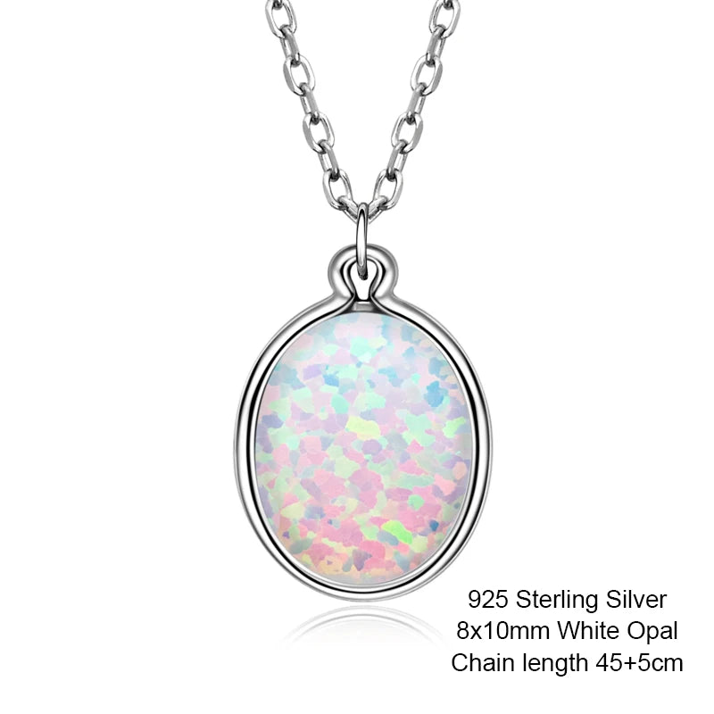 Original 925 Sterling Silver White Opal Pendant Necklace for Women Engagement Wedding Fine Jewelry Anniversary Drop Necklace mbzr