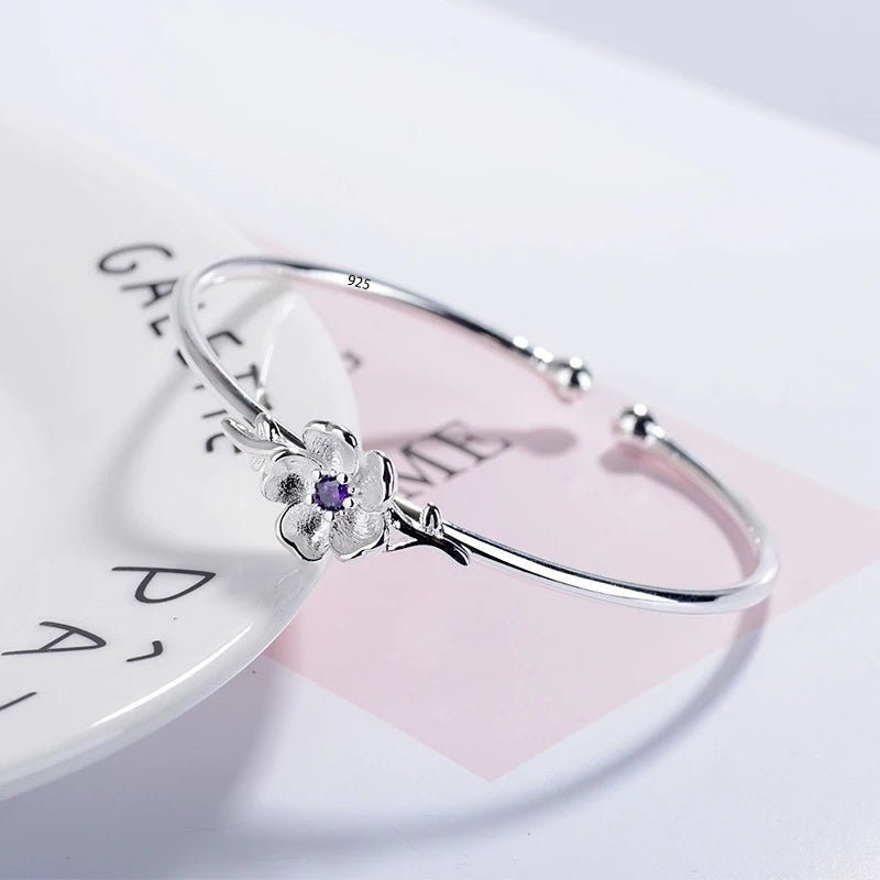 925 Sterling Silver Bracelet Rose Flower Linked Vintage Punk Adjustable Chain For Woman Girl Jewelry Gift Dropship Wholesale
