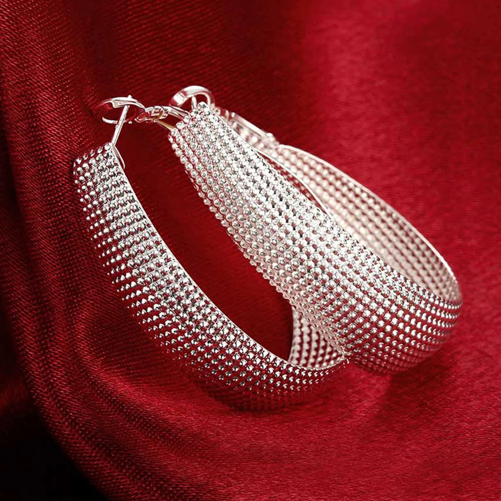 Top Quality 925 Sterling Silver Earrings Simple Round Circle Hoop Earrings For Woman Fashion Wedding Engagement Charm Jewelry mbzr