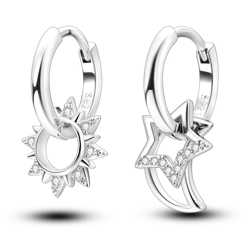 Sterling Silver Hoop Earrings Hypoallergenic Zirconia Women mbzr