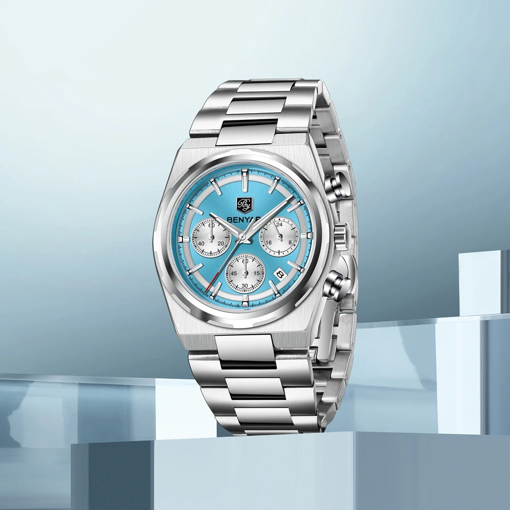 2026 New BENYAR Men's Watches Top Brand Luxury Quartz Watch Men Chronograph Waterproof Luminous Stainless steel Man Gift Clock mbzr