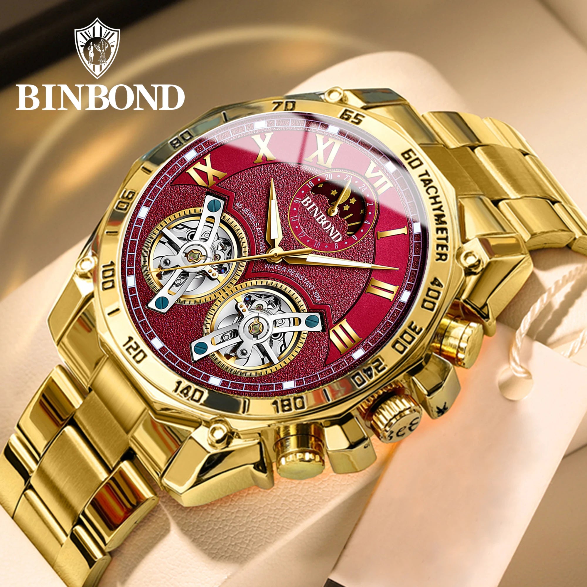 BINBOND Luxury Men Quartz Watches Fashion Concept Decorative Dial Casual Military Sports Wristwatch Waterproof Men's Clock mbzr