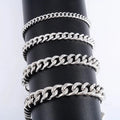 Men's Chunky Stainless Steel Miami Cuban Chain Bracelet Punk Wristband Silver Color Bangle Jewelry Accessory for Foot Hand Chai