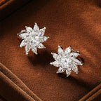 OXTAO Sparkling Sunflower Stud Earrings for Women 14K Gold Filled Moissanite&Zircon Flowers Earrings Wedding Party Jewelry Gift