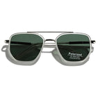 Peekaboo TR90 Polarized Sunglasses Men Retro Style Metal Square Sun Glasses for Women Double Bridge Driving Green Black UV400