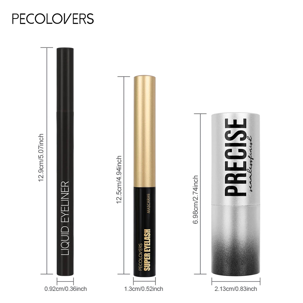 3pcs/Set Glitter Eye Shadow+Mascara +Eyeliner Sharp Headed Shimmer Eyeshadow WaterproofEyelashes Black Liquid Eyeliner mbzr