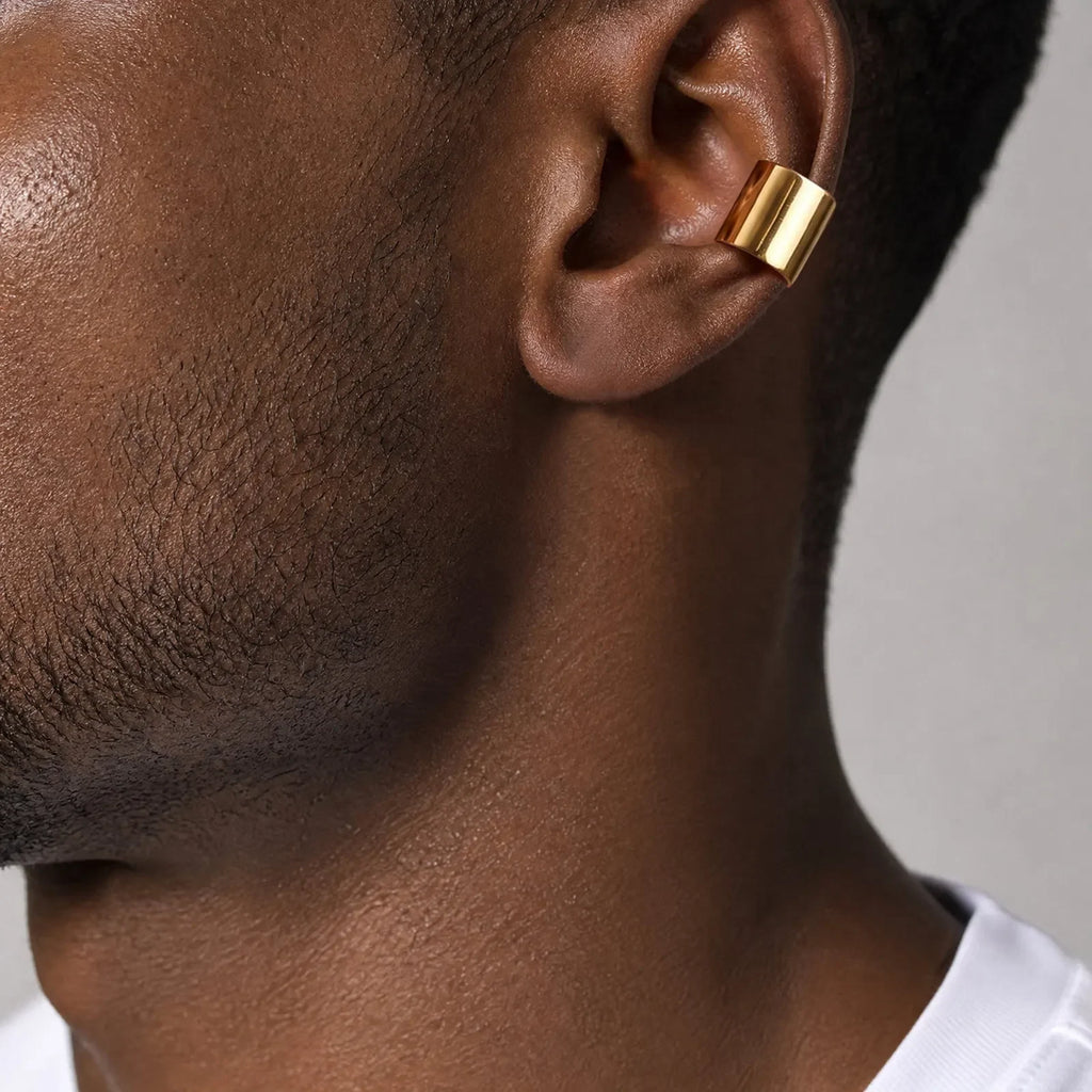 Punk Stainless Steel Ear Bone Clip for Men,Long Short Cube Non Piercing Ear Cuff,Hip Hop Earring Jewelry Gift