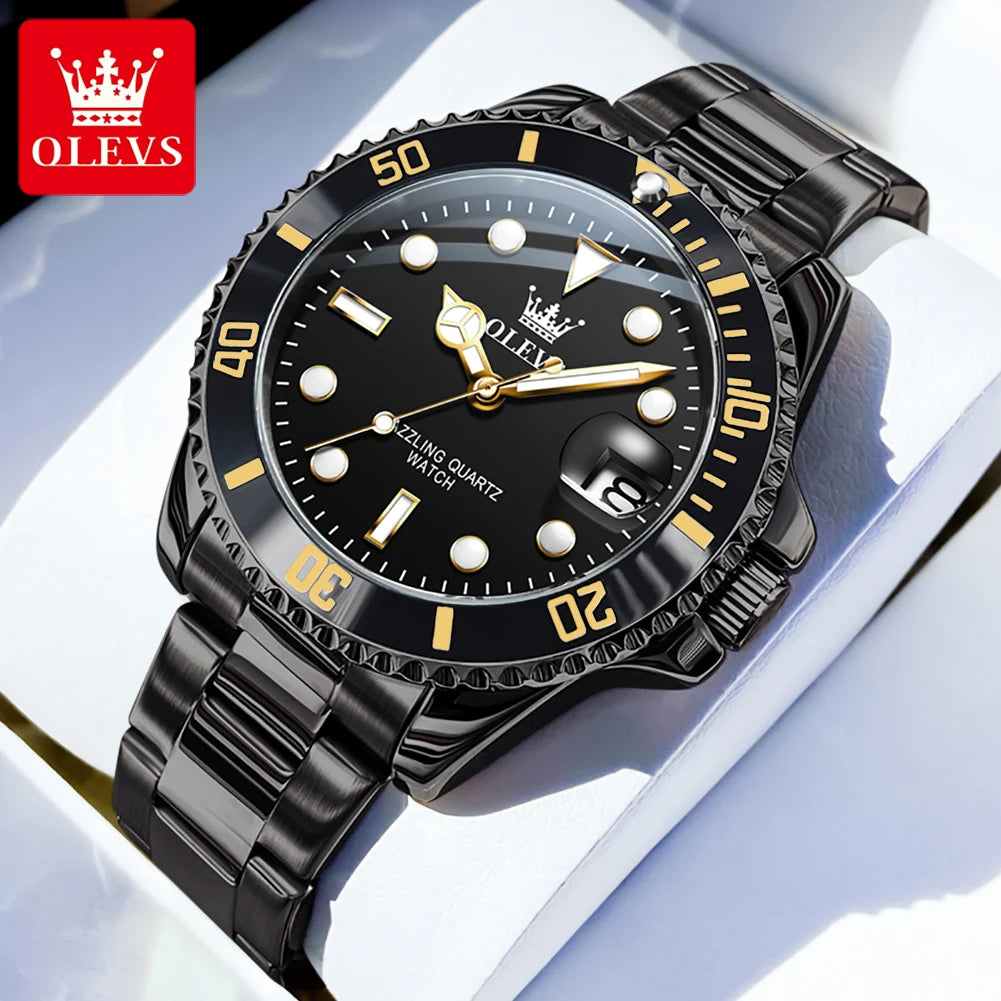OLEVS 5885 Brand original authentic watches for man luxury Gift Box Steel band calendar quartz men's watch mbzr