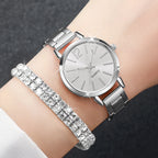6PCS/Set Women's Watch Fashion Steel Band Quartz Watches Diamond Bracelets Set（Without Box） mbzr