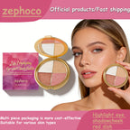 Zephoco 2In1 Highlighting Eye & Cheek Palette 4 Colors Shimmery Glow Makeup Palette For Face Eyes Daily Party Makeup mbzr