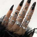 Best Selling 21-Piece Vintage Distressed Ring Set, Dark Style Butterfly & Flower Rings, Edgy Minimalist Accessory Gift mbzr
