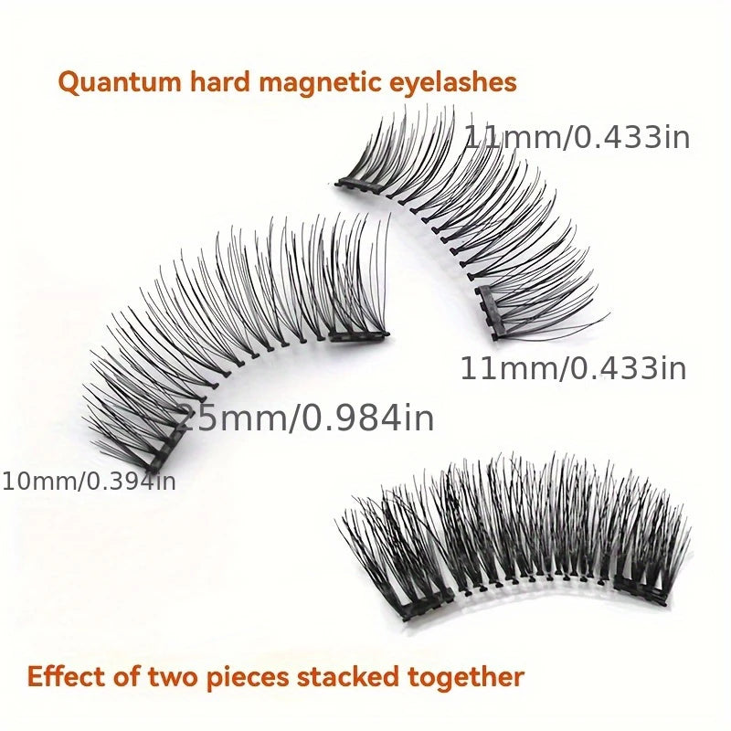 2 pairs of magnetic eyelashes light and soft, repeatedly used, thick and big eyes easy to wear with mirror mbzr