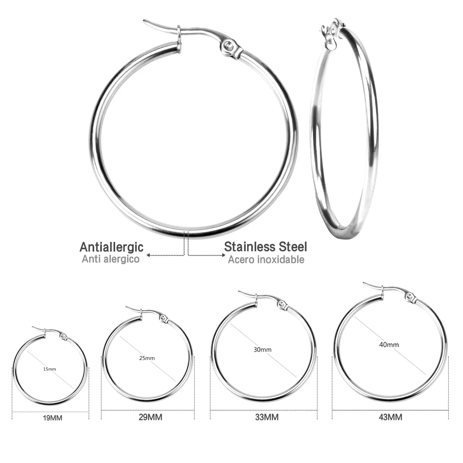 Gold Color Stainless Steel Hoop Earrings For Women And Men Big Small Circle Round Ear Jewelry Korean Style Popular Hoop Earrings For Women And Men Made Of Stainless Steel In Gold Color With Big And Small Circle Design Ideal F