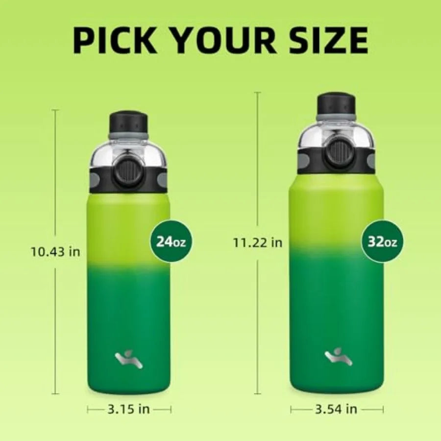 Insulated Stainless Steel Water Bottle with Straw Lid and Handle, Leakproof BPA-Free Double Wall Vacuum Bottle for Gym, Sports mbzr