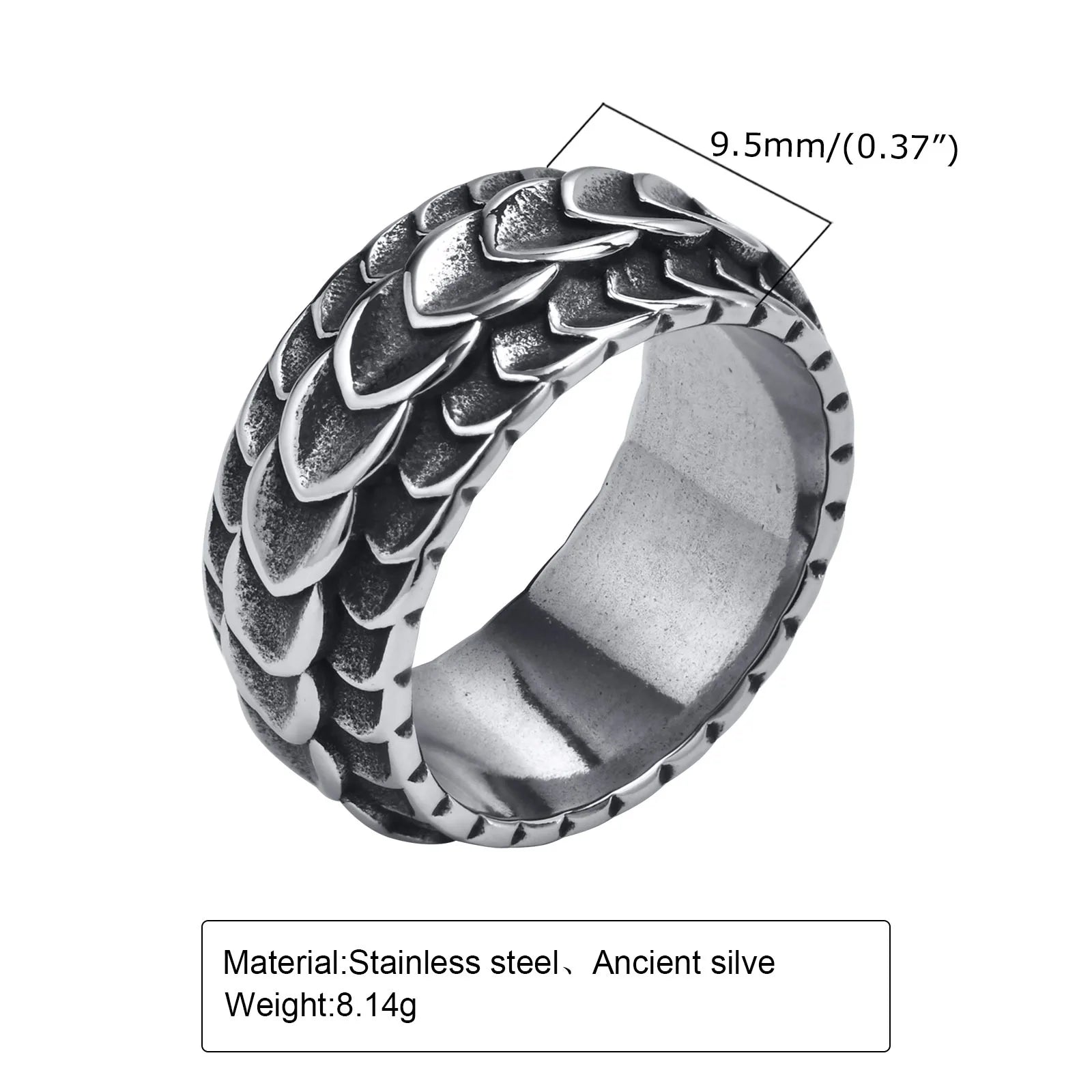 Dragon Scale Anxiety Ring for Men Cool Stainless Steel Snake Dragon Scales Rings Fidget Ring Silver Color  Men Gift