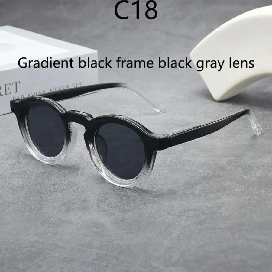 2025 Retro Thick Framed Oval Sunglasses For Men American Style Gray Eyewear Retro Leopard Print Glasses UV400 Prescription