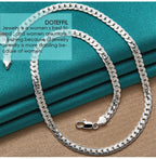 Men Women 6mm Side Link Chain Necklace S925 Sterling Silver Hypoallergenic Never Fade Multi Sizes 16 18 20 22 24 Inch Minimalist Luxury Fine Jewelry Gift For Wedding Engagement Anniversary Birthday Wholesale