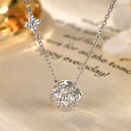 OXTAO 14K Gold Filled Clover Pendant Necklace 3mm D Color VVS1 Sweet Moissanite Four-leaf Flower Jewelry for Women Girls Birthday Gift