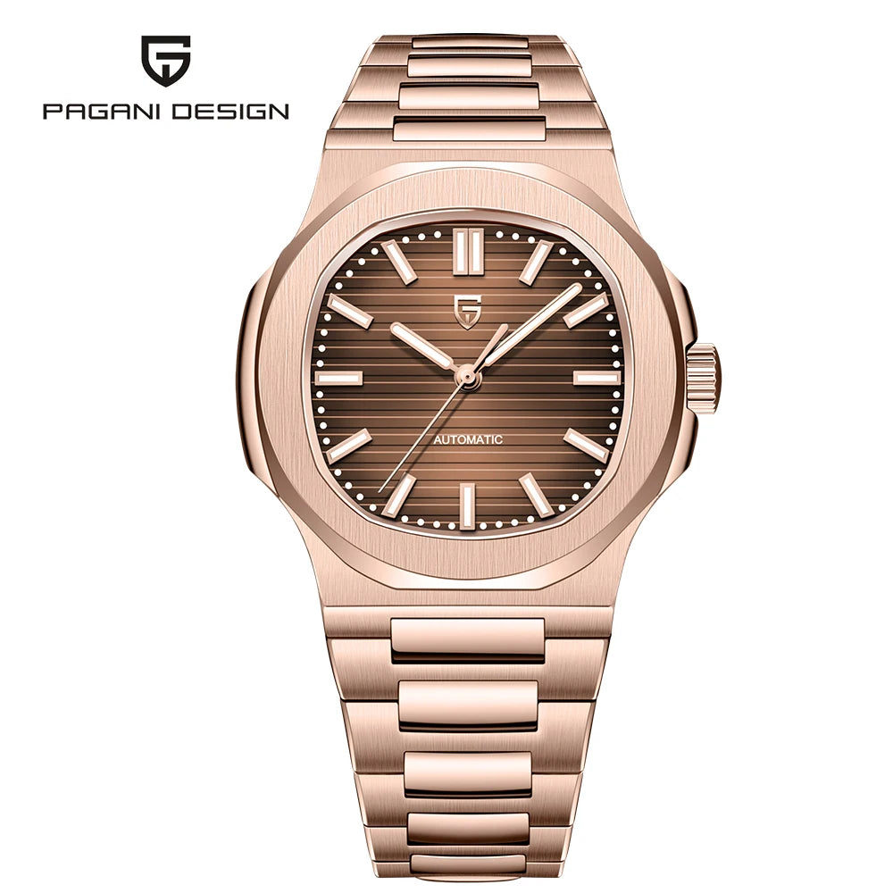 PAGANI DESIGN New Men's Watches Luxury Rose Gold Automatic Watch For Men Mechanical Wristwatch Waterproof AR Sapphire Clock 2026