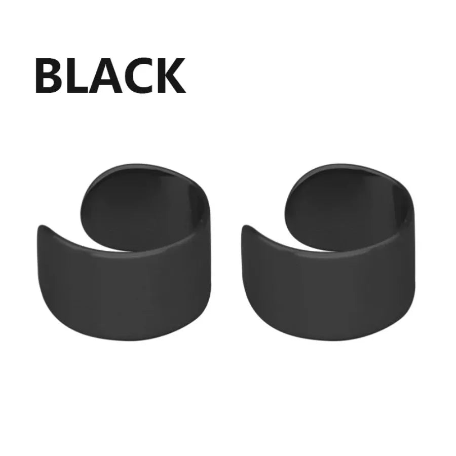 Non-Piercing Clip Ear Cuff Wide Band Stainless Steel Unisex