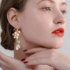 1 Pair Floral Cherry Blossom Drop Earrings For Women Asymmetrical Personalized Party Earrings, Perfect Valentine's Day Gift For mbzr