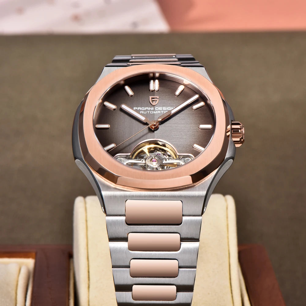 PAGANI DESIGN 2026 Men's Watch Skeleton Luxury Gold Automatic Watch For Men New Stainless steel  Business Mechanical Wristwatch