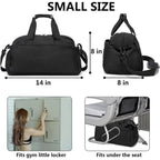 14 inch Small Gym Bag for Women & Men, Mini Duffel Bag for Travel Sports Lightweight Carry On Bag, Black mbzr