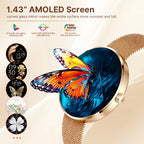 MEVADEN 1.43" AMOLED Screen Women Smart Watch 8.5mm Ultra-thin Stainless Steel Luxury Smartwatch Health Monitor Sport Watch H33