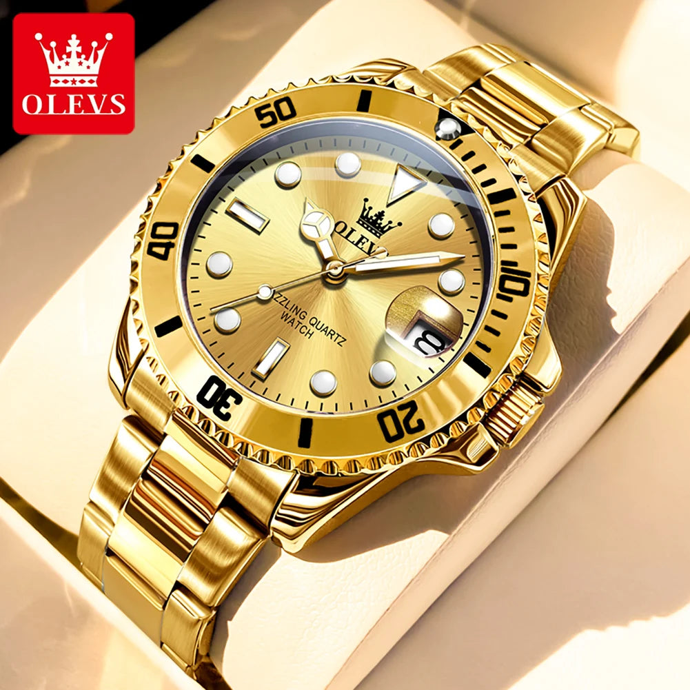 OLEVS 5885 Brand original authentic watches for man luxury Gift Box Steel band calendar quartz men's watch mbzr
