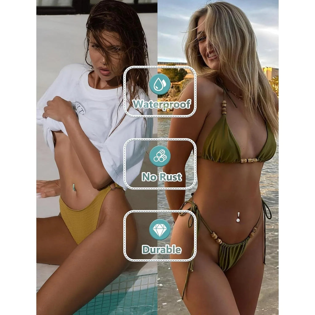 Silver/14K Gold Plated Belly Button Rings Surgical Stainless Steel Belly Rings CZ Clicker Belly Button Piercings for Women Navel Piercings Pack