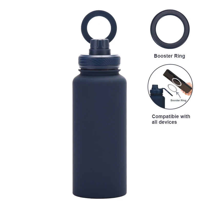 Insulated Sports Bottle 32Oz Stainless Steel with Magnetic Phone Holder, Thermos Mug for Outdoor mbzr