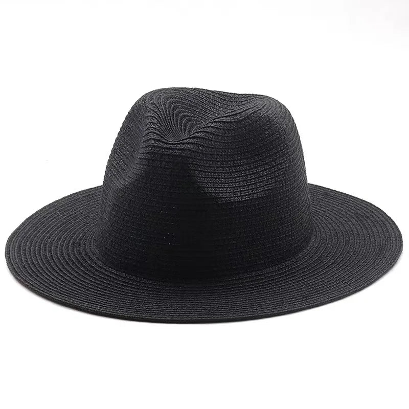 Natural Panama Summer Straw Hat Summer Wide Brim Beach UV Protection Fedora Sun Hat