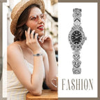 Women's Silver Wrist Watches: Rhinestones Analog Quartz Oval Bracelet Watches Bling Wristwatch mbzr