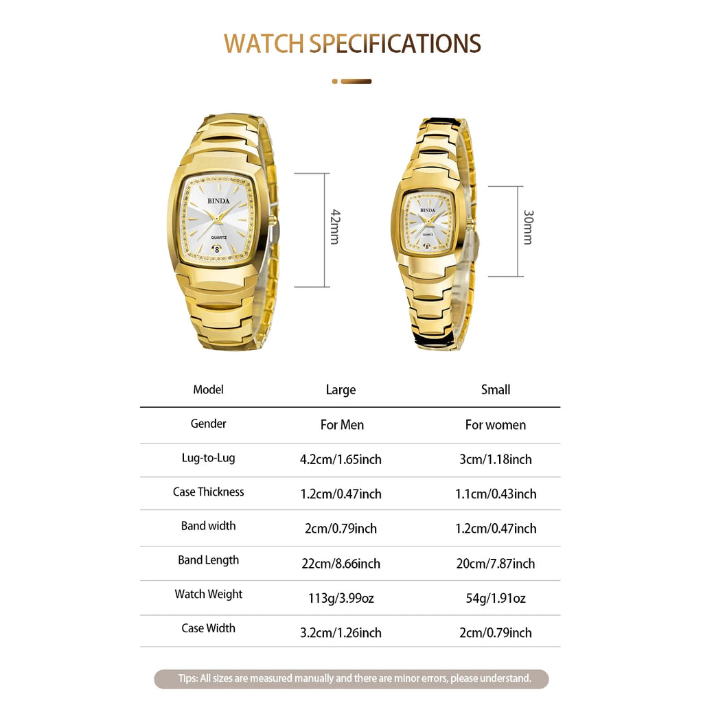 2PCS Couple Watches Luxury Fashion Men Women Matching His and Hers Quartz Watches Simple Band with Gift Box mbzr