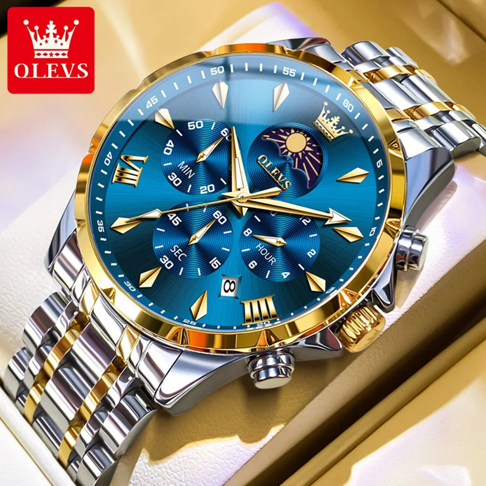 OLEVS 3653 Moon Phase Men Watch Luxury Brand Quartz Watch Fashion Original Waterproof Luminous 24-hour Automatic Date Men Watch mbzr