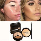 IMAGES Tri-Color Concealer with Brush - Moisturizing Paste for All Skin Types, Flawless Concealer for Blemishes, Dark Circles & mbzr