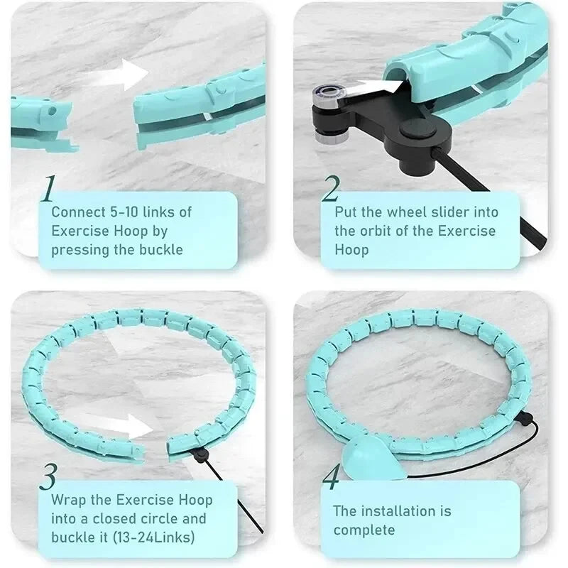 Smart Weighted Hula Hoop For Adults Weight Loss 47 Inch Waist 24 Detachable Links Fitness Hoop For Women And Beginners mbzr