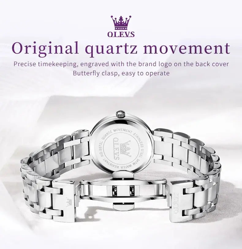 OLEVS 5575 Elegant Watch Fashionable Roman Scale Diamond Calendar Dial Luxury Quartz mbzr