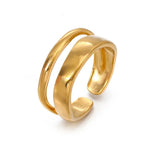 Stainless Steel Irregular Double Layer Open Rings for Women Gold Color Couple Wedding Ring Trendy Elegant Aesthetic Jewelry New