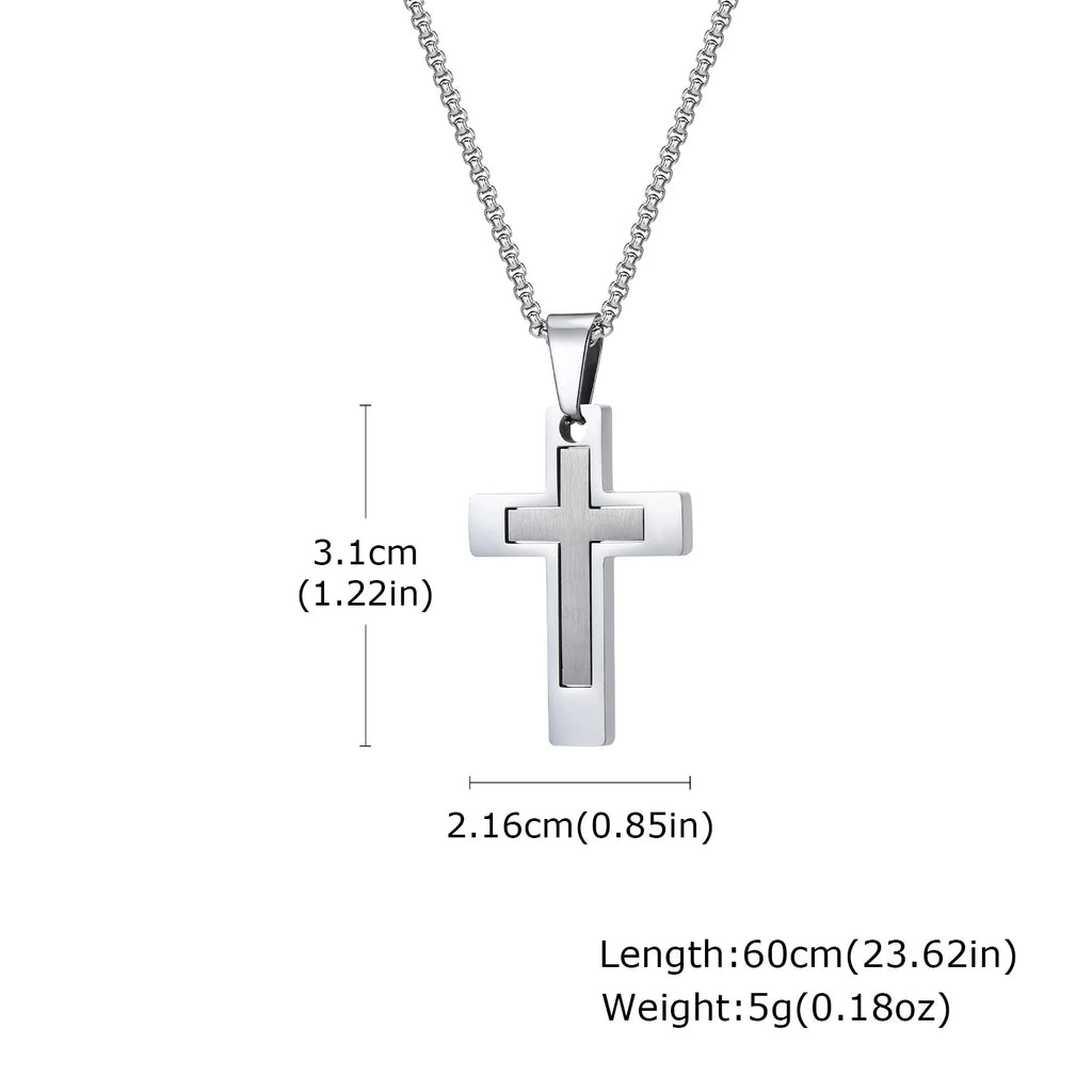 Cross Pendant Necklaces for Men Boys,Waterproof Stainless Steel Necklace,Christian Religious Faith Prayer Jewelry Gift mbzr