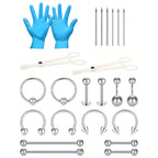 Stainless Steel Piercing Kit 14G/16G Belly Button Piercing Kit Septum Piercing Kit Lip Tongue Nipple Ear Piercing Kit