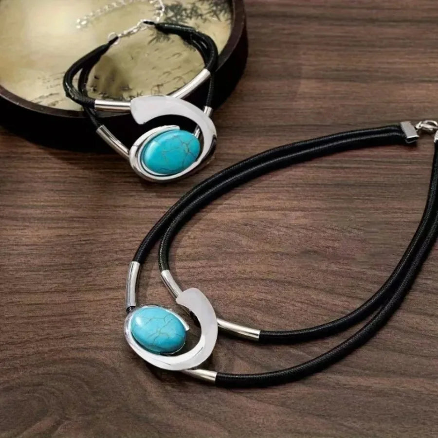 Exaggerated Spiral Snail Ear Studs Necklace Bracelet Ring Bohemian Jewelry Set for Women Elegant Beach Style Accessories