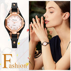 JewelryWe Women's Waterproof Quartz Watch Arabic Dial Leather Strap