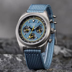 CADISEN Titanium TI-7 MULTISYNC New Moon Mens Watches Canvas Chronograph VK63 Men Gift AR Sapphire Luxury Quartz Watch For Man