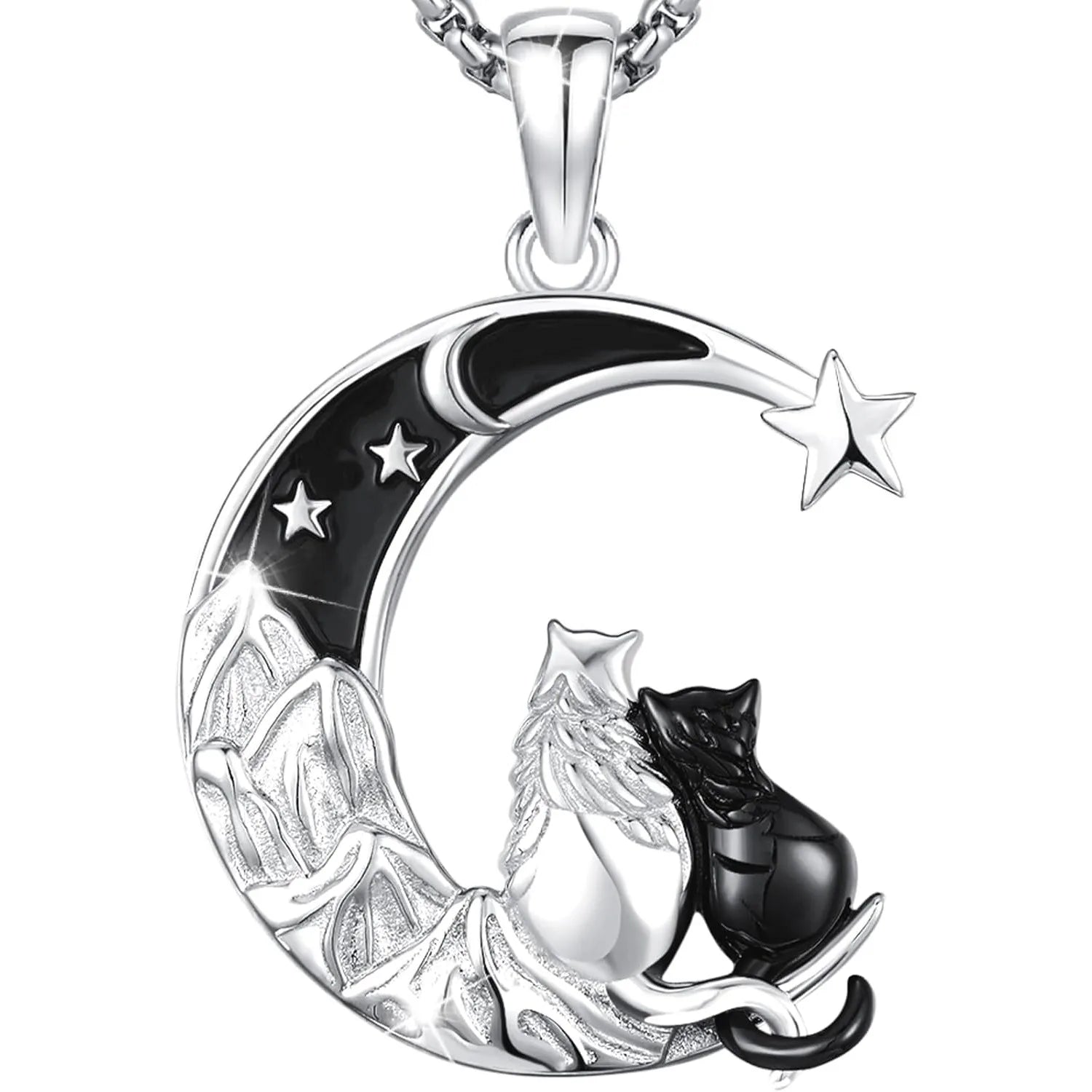 Black Cat Necklace 925 Sterling Silver  Animal Pendant Jewelry Gifts for Women Men Animal Lovers Graduation Christmas Birthday mbzr