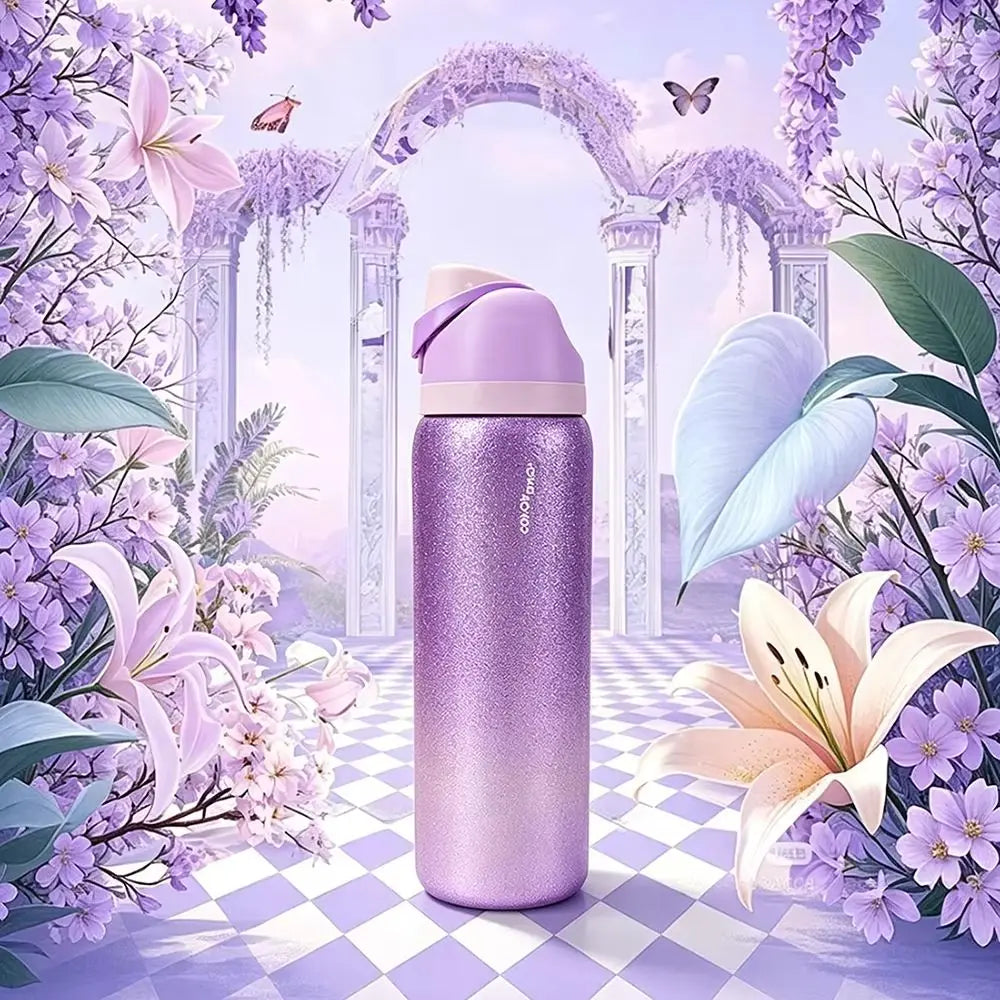 Owalaa diamond purple 32oz/945ml stainless steel insulated water bottle with straw,for daily sports outdoor,perfect gift mbzr