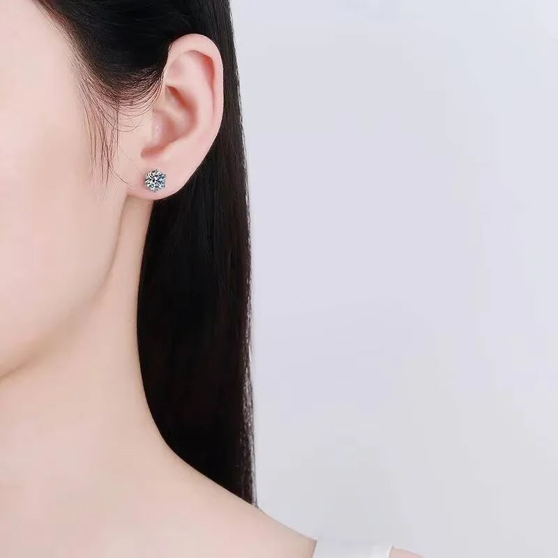 0.3-2CT Moissanite Earrings 925 Sterling Silver Round Cut Stud Earrings Piercing Earrings for Men and Women Fine Jewelry mbzr